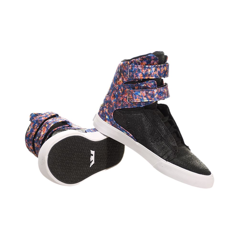 Baskets Montantes Supra Society II Noir Multicolore Black/Floral-White Femme | SNX-81921904